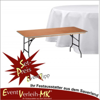 Set Bankett-Tisch eckig mit Tischdecke - FÜR 6 PERSONEN -